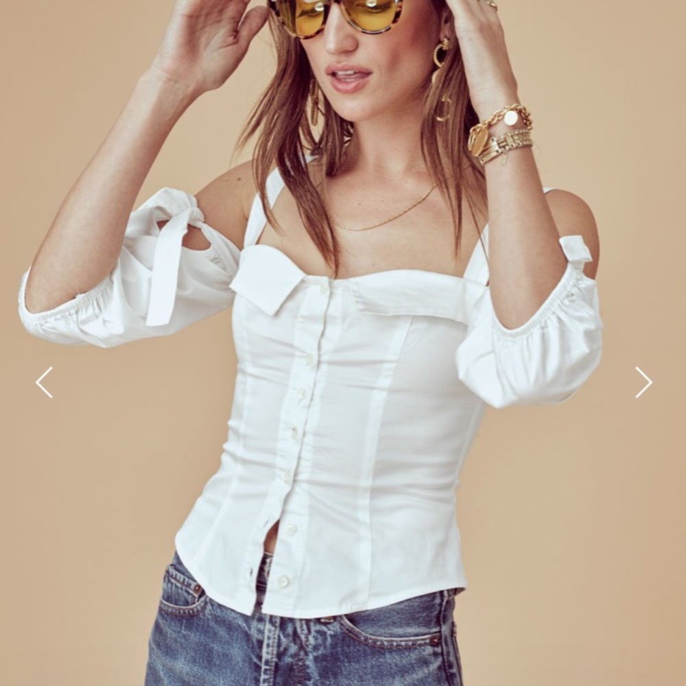 For Love and Lemons Vera Tailored Cotton Blouse